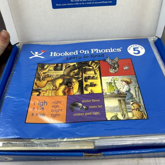 Hooked on Phonics box set NWOT Level 5 BLUE workbook, books, cards - Picture 5 of 10